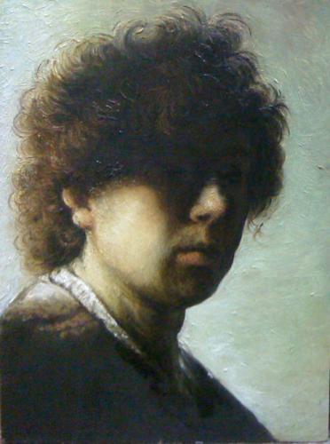 D'après Rembrandt - Autoportrait aux cheveux ébouriffés - Catherine S