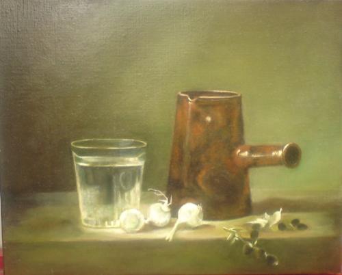 D'après Chardin - Verre d'eau et cafetière - Claude D