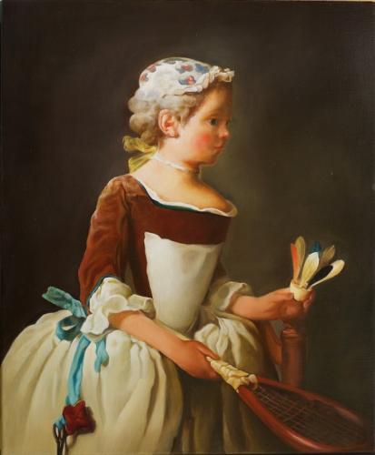 D'après Chardin - La jeune fille au volant - Françoise M