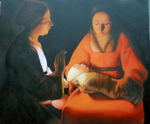 D'après Georges de La Tour - Le nouveau né - Françoise M