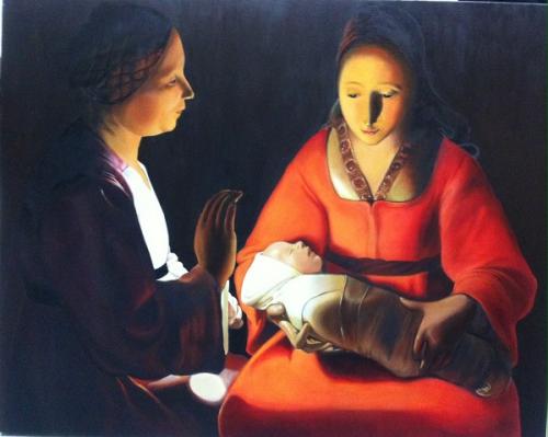 D'après Georges de La Tour - Le nouveau né - Marie T