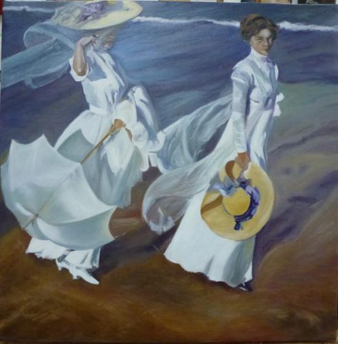 D'après Joaquín Sorolla - Promenade au bord de la mer -Françoise M