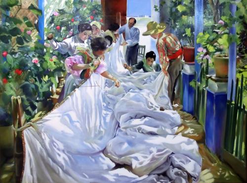 D'après Joaquin Sorolla - Réparer la voile - Françoise M