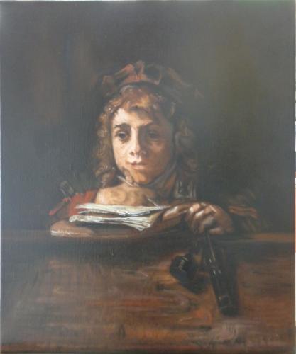D'après Rembrandt - Titus à son bureau - Malika M