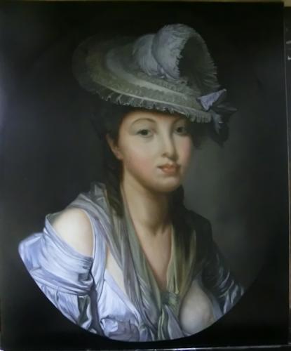 D'après Jean-Baptiste Greuze - Le Chapeau blanc - Catherine B