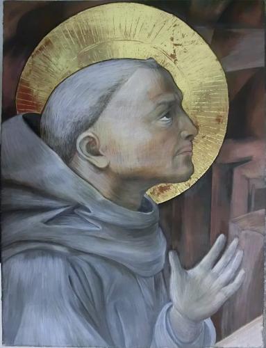 D'après Fra Filippo Lippi -  L'Apparition de la Vierge à saint Bernard (détail) - Cécile D.K.